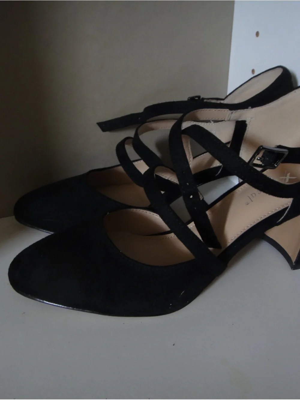 Xappeal Black Strappy Pointed-Toe Heels